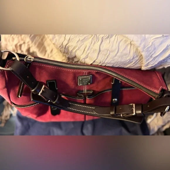 Dooney & Bourke Vintage Safari Suede Hobo Bag (Red/Brown) - EUC - Picture 11 of 16